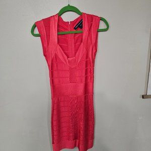 French Connection Dress Beautiful bright salmon red stretchy knit dress
